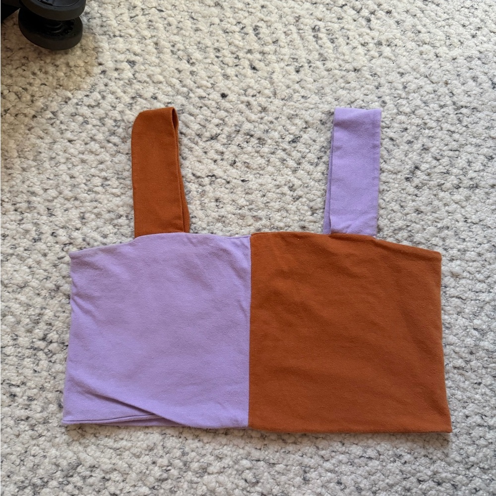 Two-Tone Crop Top in Lavender and Rust